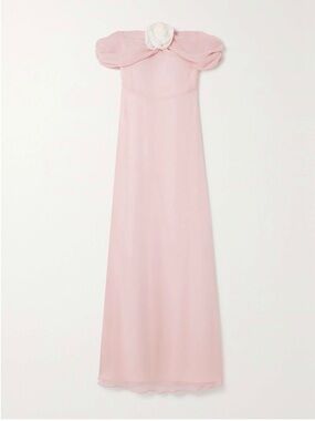 Bernadette Blair Off-the-shoulder Appliquéd Silk-georgette Maxi Dress SZ 36 NWT